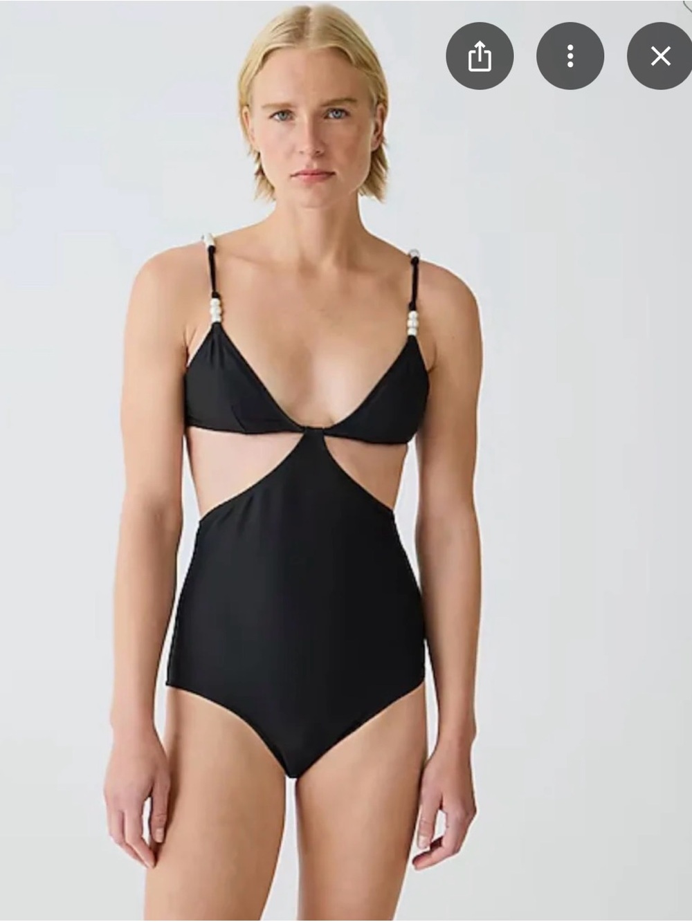 NWT J. Crew Black One-Piece Cutout Swimsuit with Beaded Straps